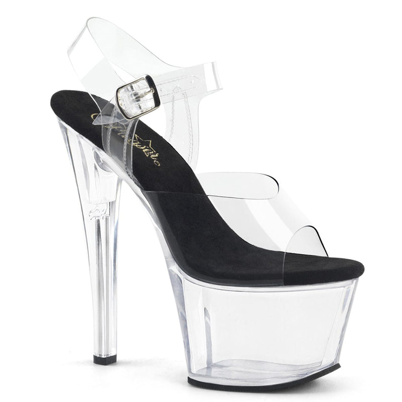 Pleaser SKY-308 Platform Sandal (Clear-Black/Clear)