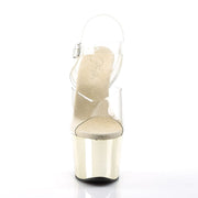 Pleaser SKY-308 Platform Sandal (Clear/Gold Chrome)