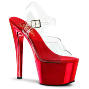 Pleaser SKY-308 Platform Sandal (Clear/Red Chrome)