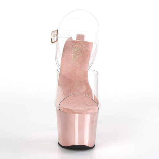 Pleaser SKY-308 Platform Sandal (Clear/Rose Gold Chrome)
