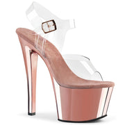 Pleaser SKY-308 Platform Sandal (Clear/Rose Gold Chrome)