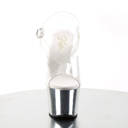 Pleaser SKY-308 Platform Sandal (Clear/Silver Chrome)
