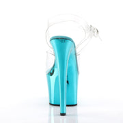 Pleaser SKY-308 Platform Sandal (Clear/Turquoise Chrome)