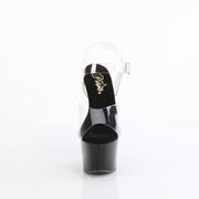 Pleaser SKY-308CRS Platform Sandal (Clear/Black-Hot Pink Rhinestone)