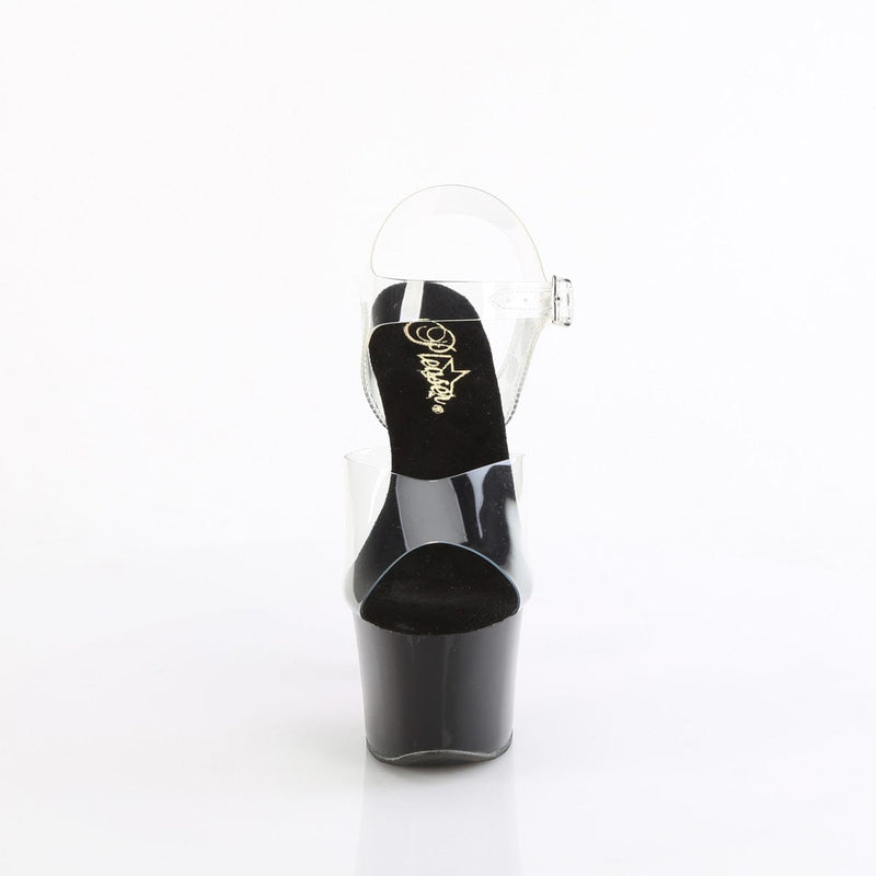 Pleaser SKY-308CRS Platform Sandal (Clear/Black-Hot Pink Rhinestone)