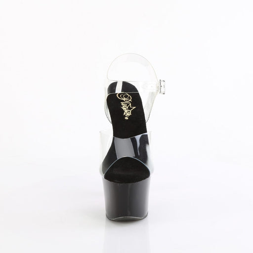Pleaser SKY-308CRS Platform Sandal (Clear/Black-Hot Pink Rhinestone)