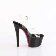 Pleaser SKY-308CRS Platform Sandal (Clear/Black-Hot Pink Rhinestone)