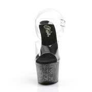 Pleaser SKY-308MG Platform Sandal (Clear/Black)