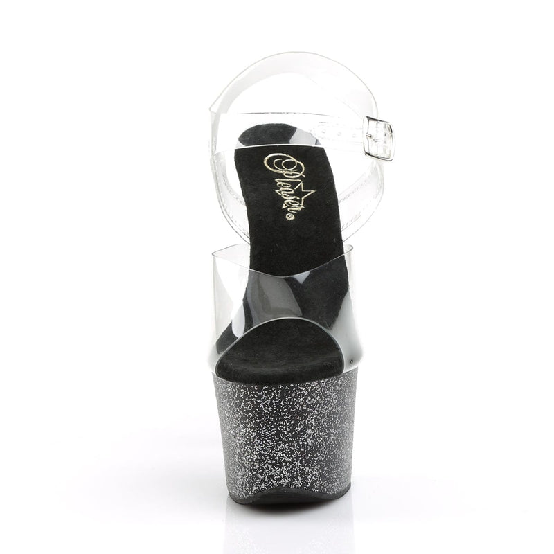 Pleaser SKY-308MG Platform Sandal (Clear/Black)