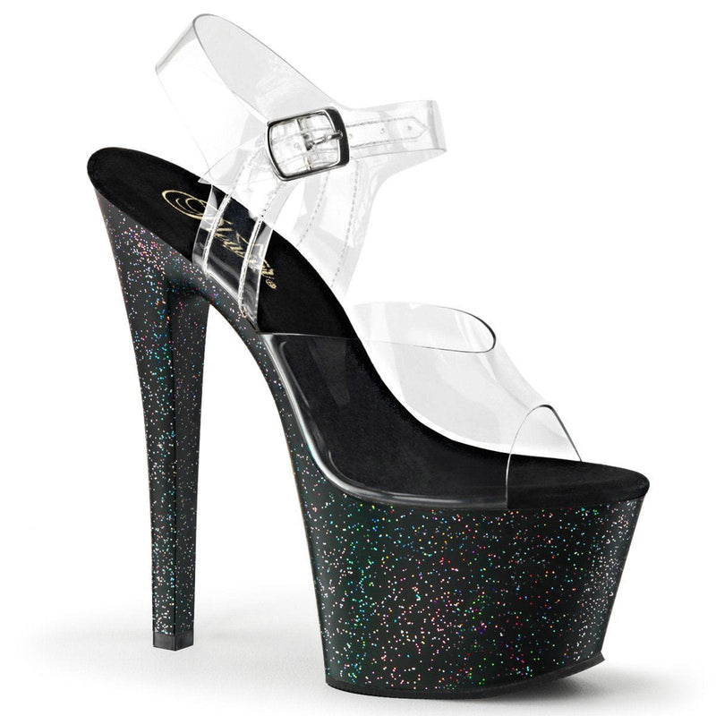 Pleaser SKY-308MG Platform Sandal (Clear/Black)
