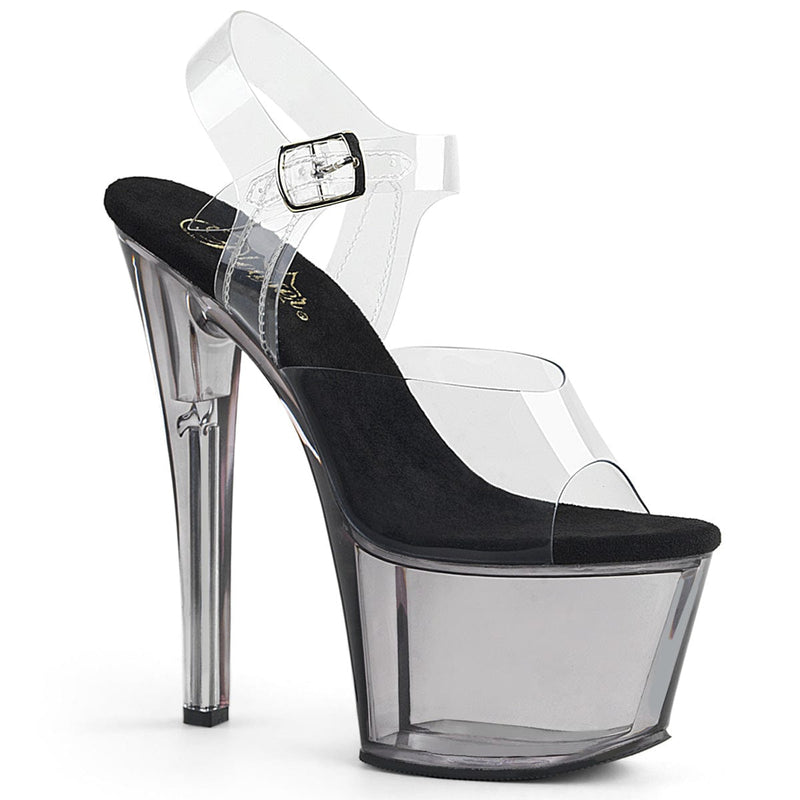 Pleaser SKY-308T Platform Sandal (Clear/Smoke Tinted)