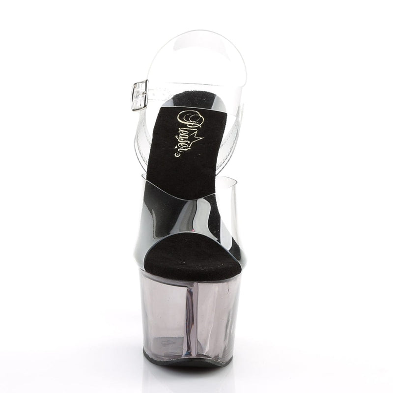Pleaser SKY-308T Platform Sandal (Clear/Smoke Tinted)