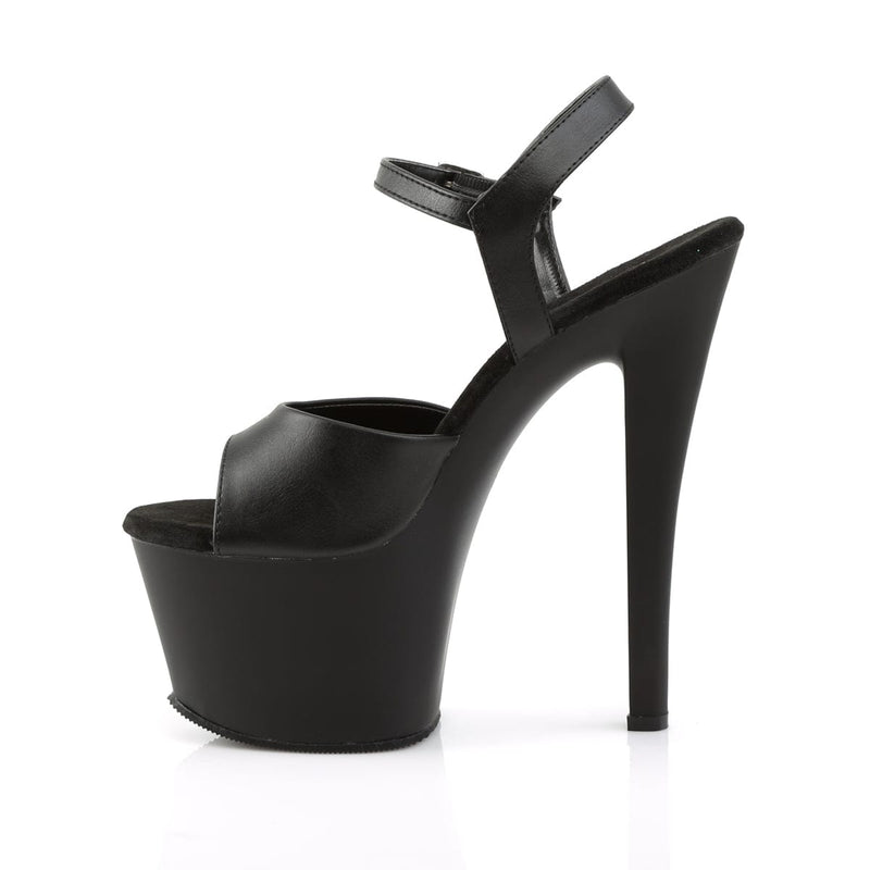 Pleaser SKY-309 Platform Sandal (Black Faux Leather/Black Matte)