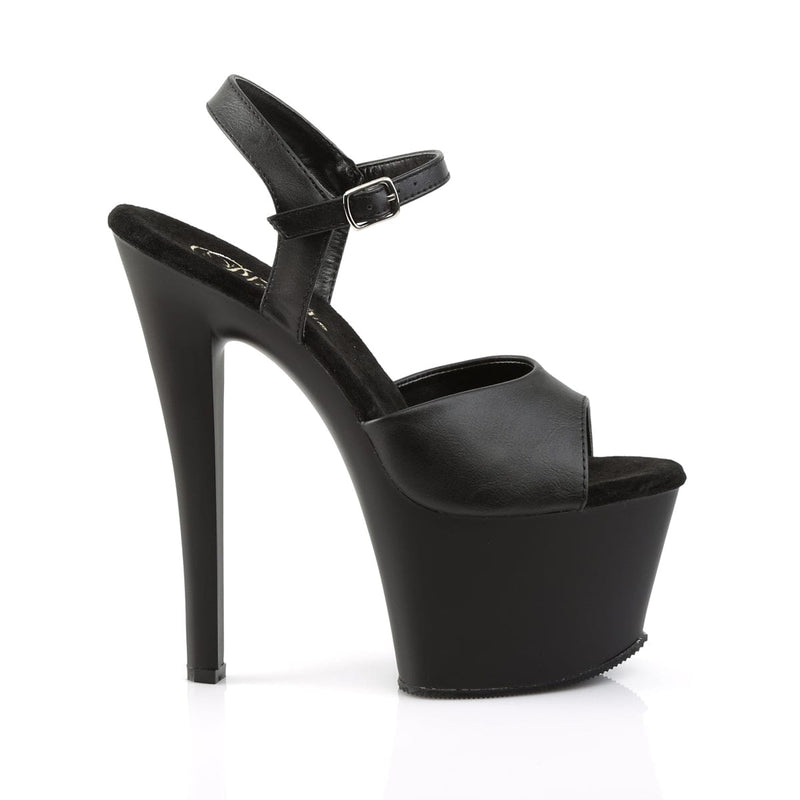 Pleaser SKY-309 Platform Sandal (Black Faux Leather/Black Matte)