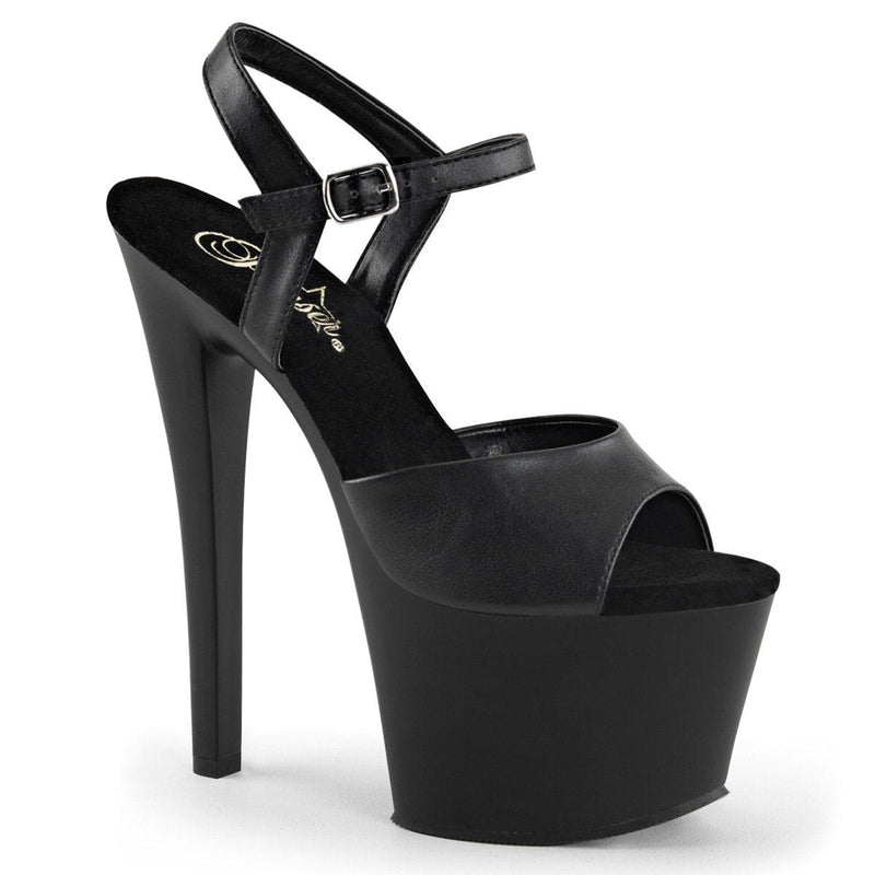 Pleaser SKY-309 Platform Sandal (Black Faux Leather/Black Matte)
