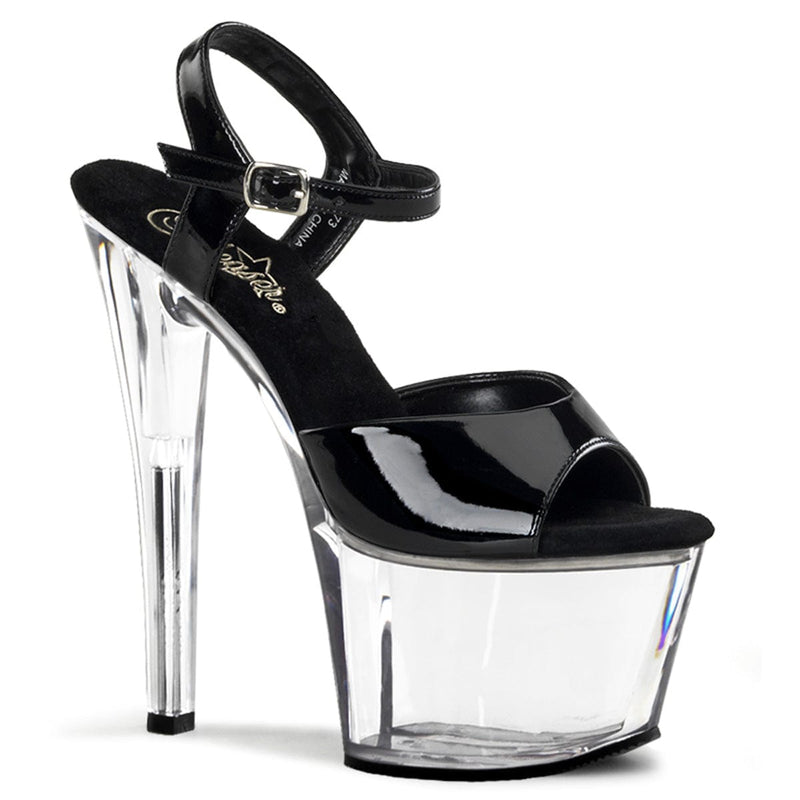 Pleaser SKY-309 Platform Sandal (Black Patent/Clear)