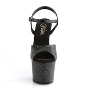 Pleaser SKY-309MMG Platform Sandal (Black Faux Leather/Black Matte)