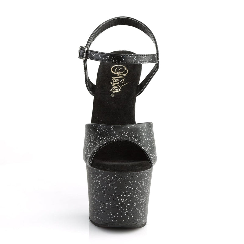 Pleaser SKY-309MMG Platform Sandal (Black Faux Leather/Black Matte)