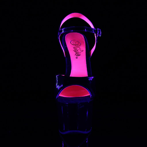 Pleaser SKY-309TT Platform Sandal (Black Patent/Black-Neon Hot Pink)