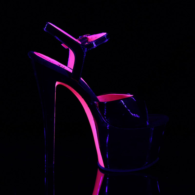 Pleaser SKY-309TT Platform Sandal (Black Patent/Black-Neon Hot Pink)