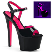 Pleaser SKY-309TT Platform Sandal (Black Patent/Black-Neon Hot Pink)