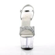 Pleaser SKY-310 Platform Sandal (Silver Glitter/Clear)