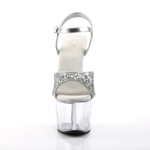Pleaser SKY-310 Platform Sandal (Silver Glitter/Clear)
