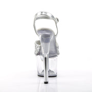 Pleaser SKY-310 Platform Sandal (Silver Glitter/Clear)