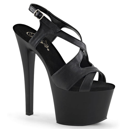 Pleaser SKY-330 Platform Sandal (Black Faux Leather/Black Matte)