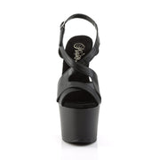 Pleaser SKY-330 Platform Sandal (Black Faux Leather/Black Matte)