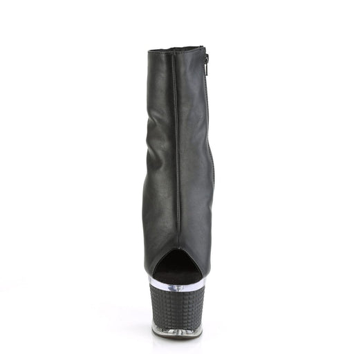 Pleaser SPECTATOR-1012 Platform Ankle Boot (Black Faux Leather/Clear-Black Matte)