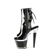 Pleaser SPECTATOR-1018 Platform Ankle Boot (Black Patent/Clear-Black)