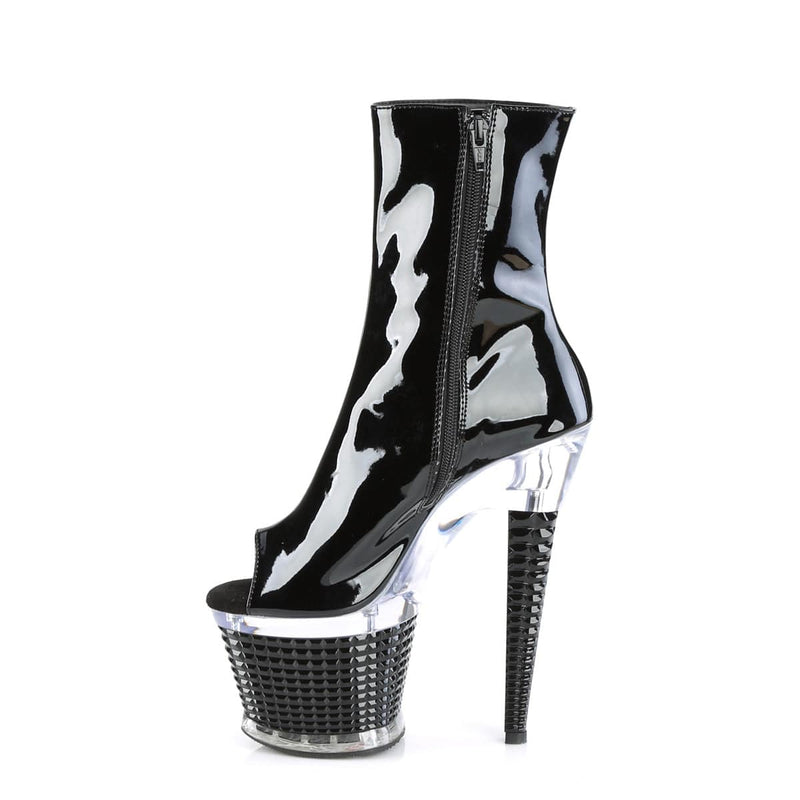 Pleaser SPECTATOR-1021 Platform Ankle Boot (Black Patent/Clear-Black)