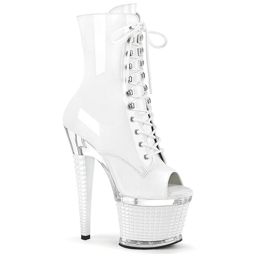 Pleaser SPECTATOR-1021 Platform Ankle Boot (White Patent/Clear-White)