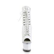Pleaser SPECTATOR-1021 Platform Ankle Boot (White Patent/Clear-White)
