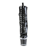 Pleaser SPECTATOR-1040 Platform Ankle Boot (Black Patent/Clear-Black)