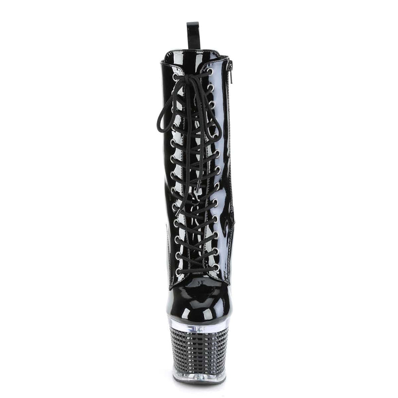 Pleaser SPECTATOR-1040 Platform Ankle Boot (Black Patent/Clear-Black)