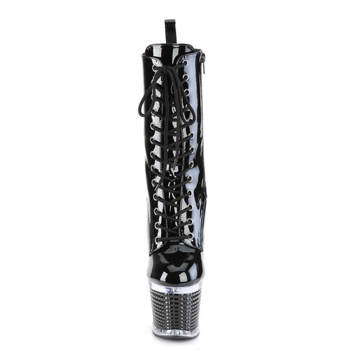 Pleaser SPECTATOR-1040 Platform Ankle Boot (Black Patent/Clear-Black)