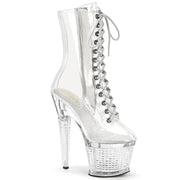 Pleaser SPECTATOR-1040C Platform Ankle Boot (Clear/Clear)