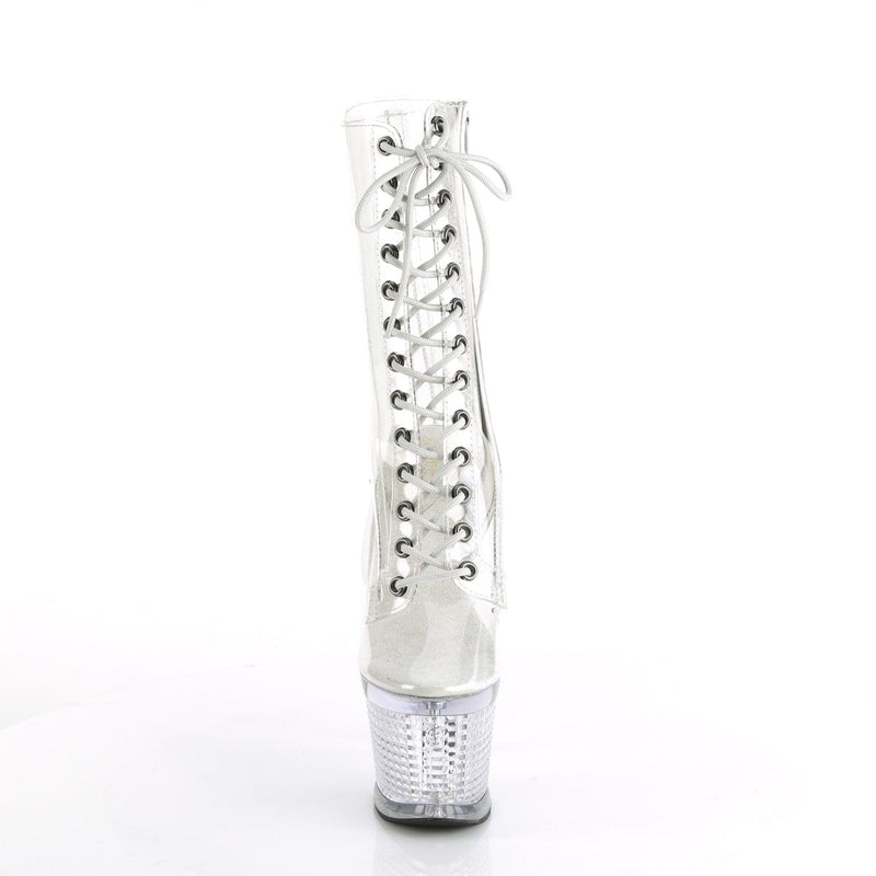 Pleaser SPECTATOR-1040C Platform Ankle Boot (Clear/Clear)