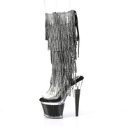 Pleaser SPECTATOR-2017RSF Platform Knee High Boot (Clear-Black/Clear-Black)