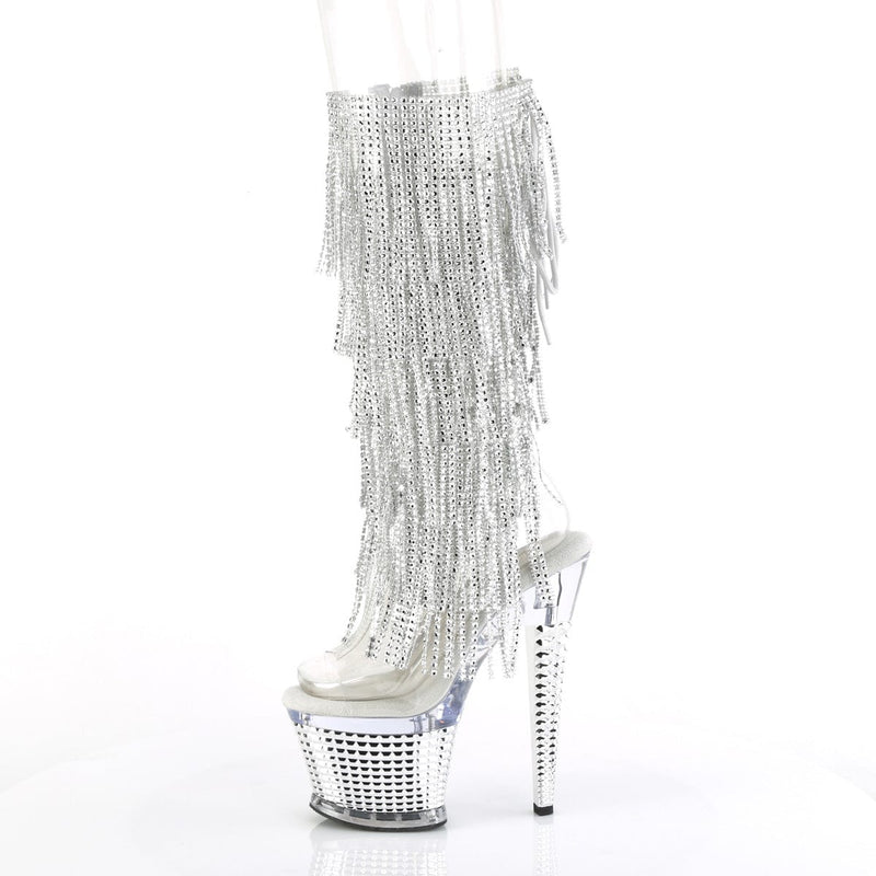 Pleaser SPECTATOR-2017RSF Platform Knee High Boot (Clear-Silver/Clear-Silver Chrome)