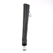 Pleaser SPECTATOR-3019 Platform Knee High Boot (Black Faxur Leather/Clear-Silver Chrome)