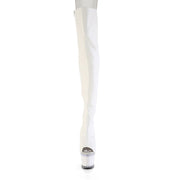 Pleaser SPECTATOR-3030 Platform Thigh High Boot (White Faux Leather/Clear-White Matte)