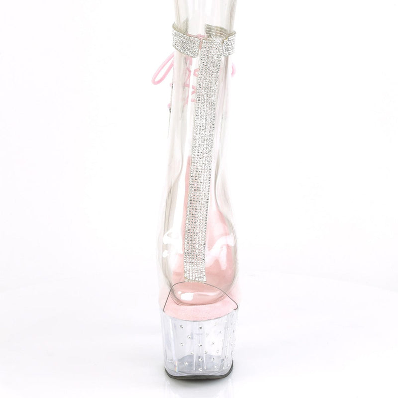 Pleaser STARDUST-1018C-2RS Platform Ankle Boot (Clear-Baby Pink/Clear)