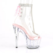 Pleaser STARDUST-1018C-2RS Platform Ankle Boot (Clear-Baby Pink/Clear)