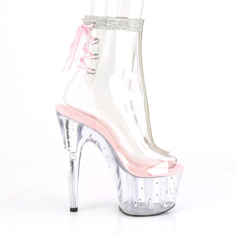 Pleaser STARDUST-1018C-2RS Platform Ankle Boot (Clear-Baby Pink/Clear)