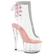 Pleaser STARDUST-1018C-2RS Platform Ankle Boot (Clear-Baby Pink/Clear)