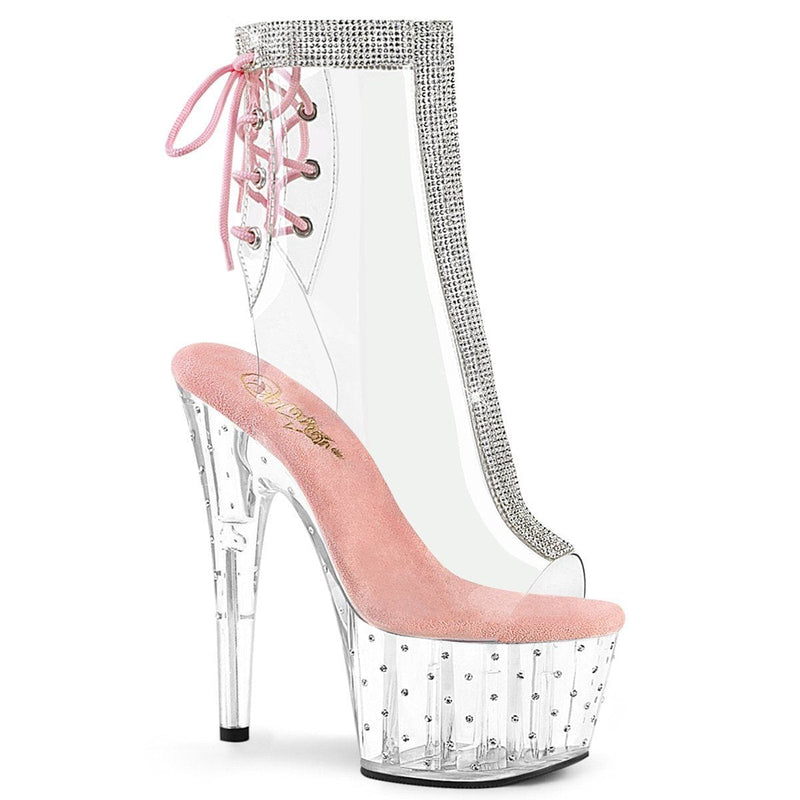 Pleaser STARDUST-1018C-2RS Platform Ankle Boot (Clear-Baby Pink/Clear)