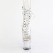 Pleaser STARDUST-1021C-7 Platform Ankle Boot (Clear/Clear-Rhinestone)